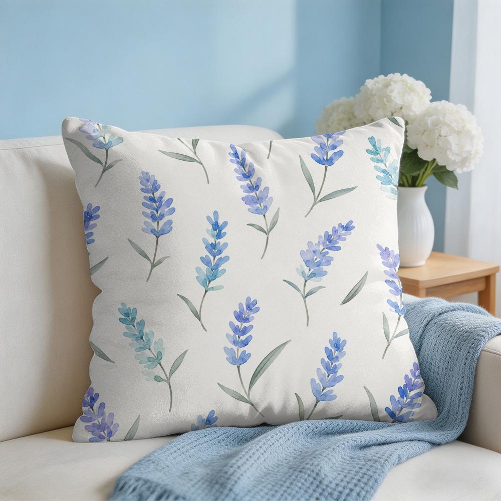 Lavendelblüten Kissenbezug Kurzer Plüsch Weich Beidseitiger Druck Kissenhülle Gemütlich Sofa Schlafzimmer Heimdeko Geschenk