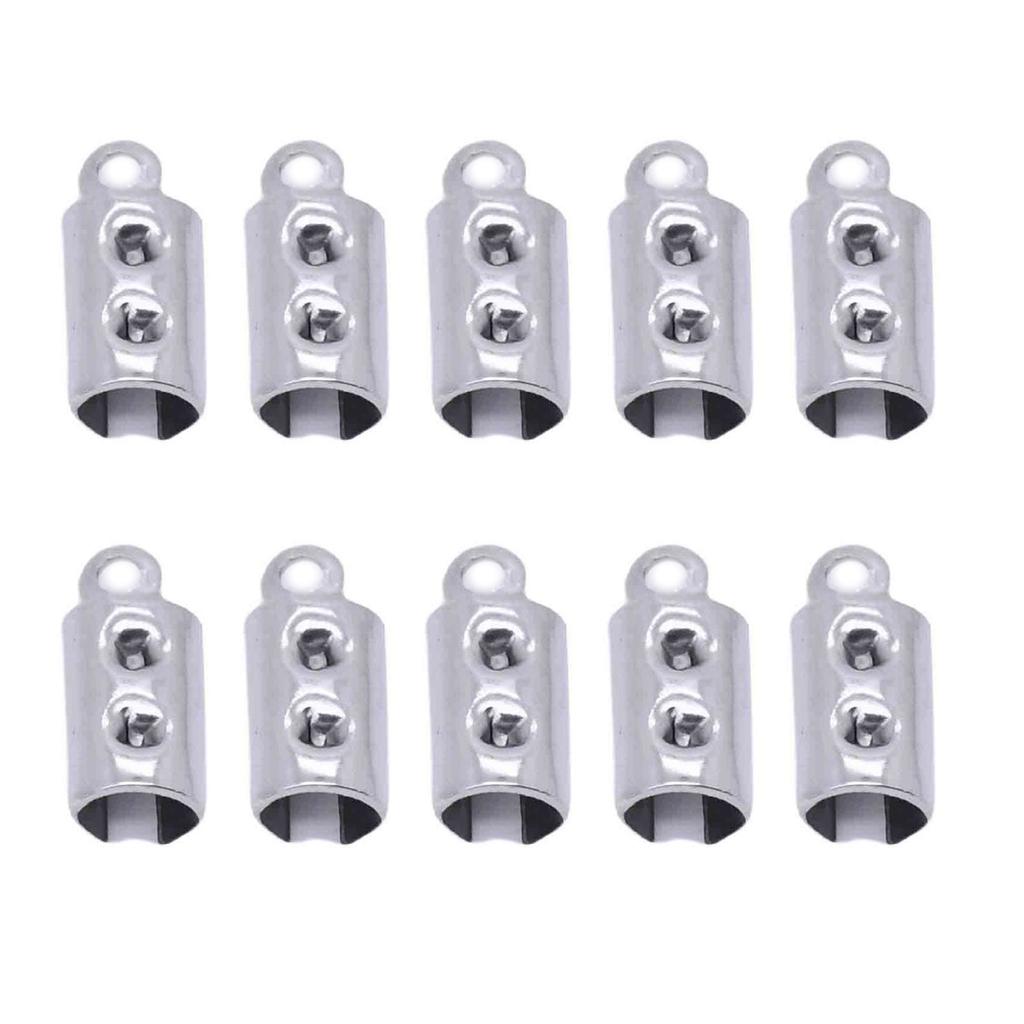10pcs Round Edge Cord End Clip Stainless Steel Rope Clamps Jewelry Crafting Accessories Bracelet Necklace Connector