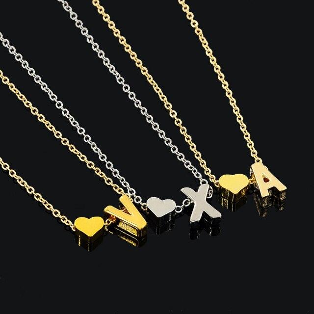 

Stylish Stylish Tiny Heart Dainty Initial Necklaces Gold Color Color Color Letter Name Choker Necklaces Women Pendant Jewelry Giveaway срібний