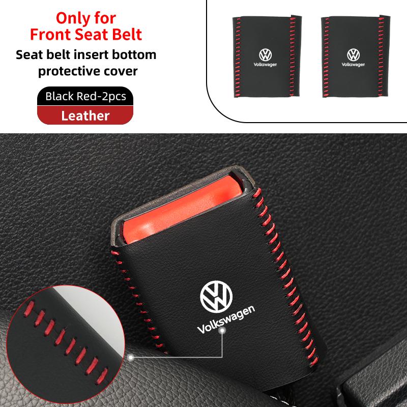 

2026 Hot For Volkswagen VW Leather Car Seat Belt Clip Protector Seatbelt Buckle Plug Cover For Volkswagen VW Passat Golf Tiguan