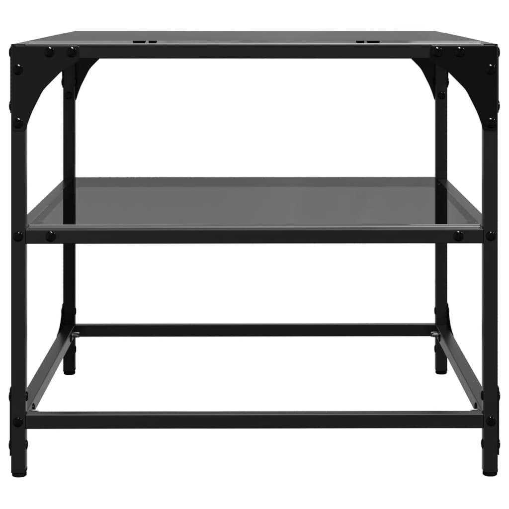  Coffee Table with Black Glass Top, 50x50x45 Cm, Steel