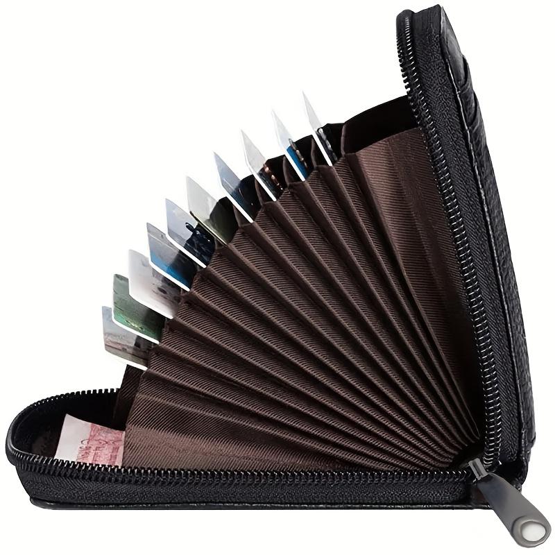 Men PU Casual Card Holder with Zipper - Lightweight, Minimalist Design for Daily Commute, Unlined Interior, Coin Purse Zippered Pouch