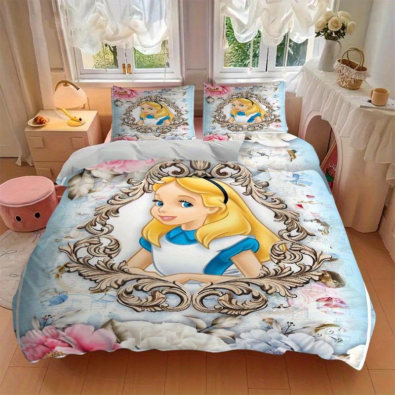 3pcs Princess Alice In Wonderland Bedding Set Includes 1 Quilt Cover and 2 Pillowcases, Comfortable B071