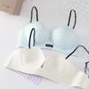 Sexy Thin Strap French Plaid Girl Seamless Underwear Women's Small Breasts Gather and Show Large No Steel Ring Anti-sagging Bra Cover