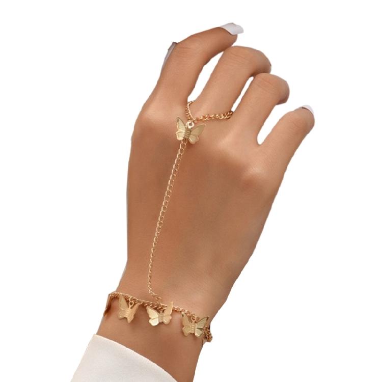 Minimalist Gold Plated Hand Chain Bracelet Zinc Alloy Stackable Jewelry Stylish Wrist Accessory For Daily Occasions