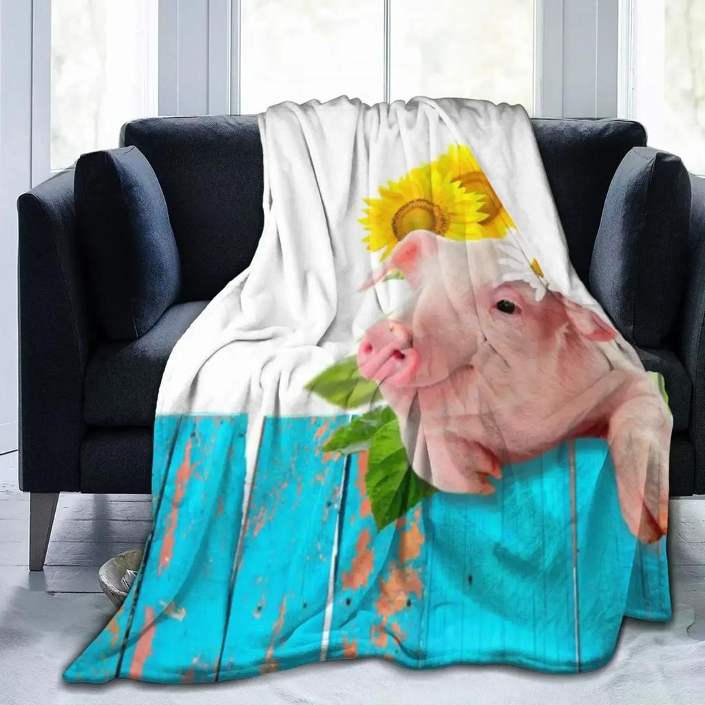 Pig Blanket Gifts for Women Pig Lovers,Pink Pig Blankets for Girls Boys,Cozy Warm Cute Animal Flannel Throw Blanket for Bed Sofa