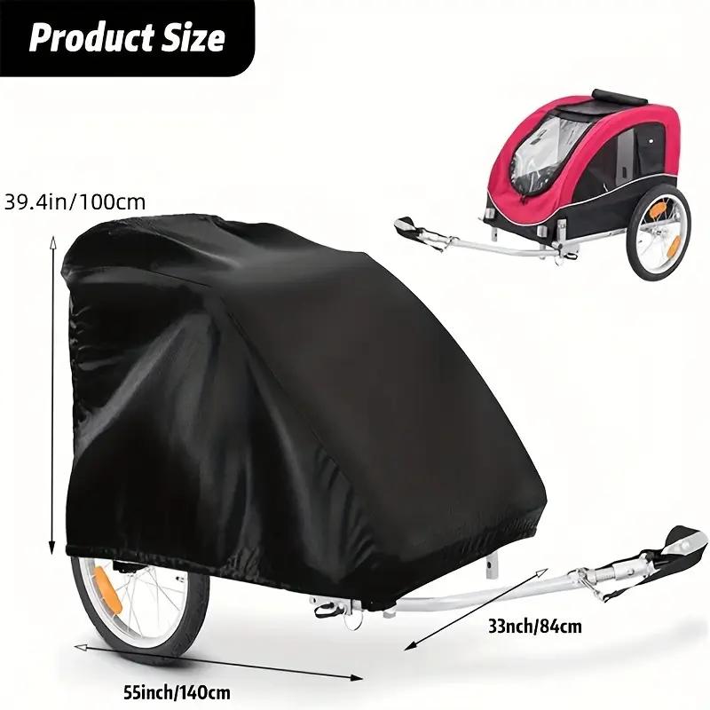 

1pc High Quality Bicycle Trailer Cover with PU Coating - Heavy-Duty All-Weather Protection for Kids Carriages 140x84x100cm чёрный