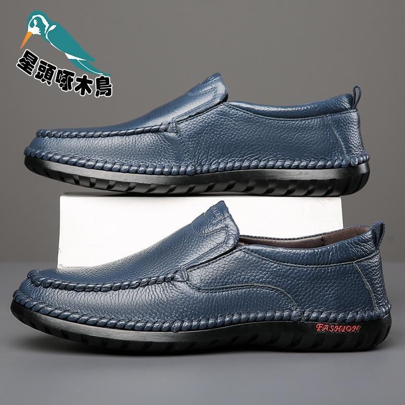 

2025 новые мужские кожаные туфли из коровьей кожи первого слоя, закрывающие стопу и педаль, одинарные туфли, мужские кожаные туфли 44