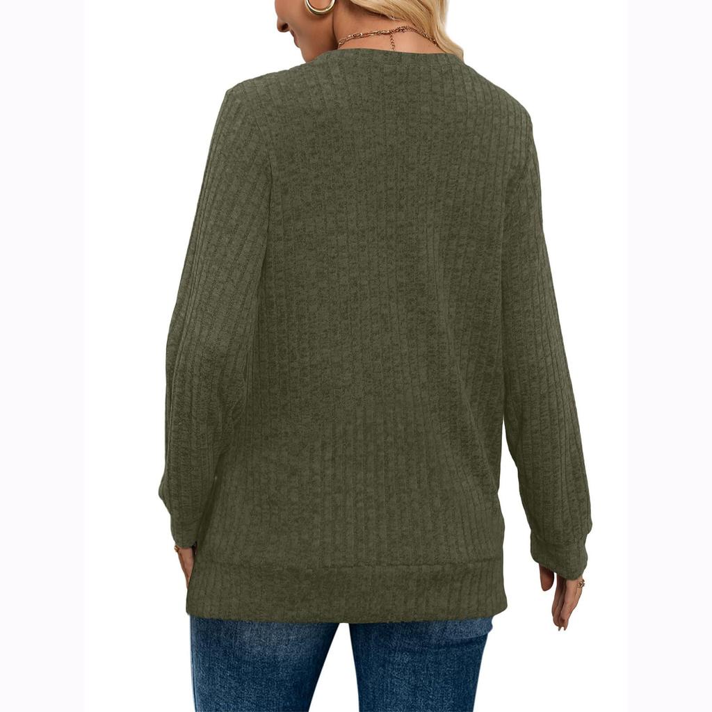 Dames Sweatshirts V-hals Lange Mouw Shirts Losse Casual Herfstmode Truien
