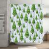 Vintage Forest Tree Christmas Shower Curtain Green Xmas Decorations for Bathroom Polyester Fabric Waterproof Window Hanging Size