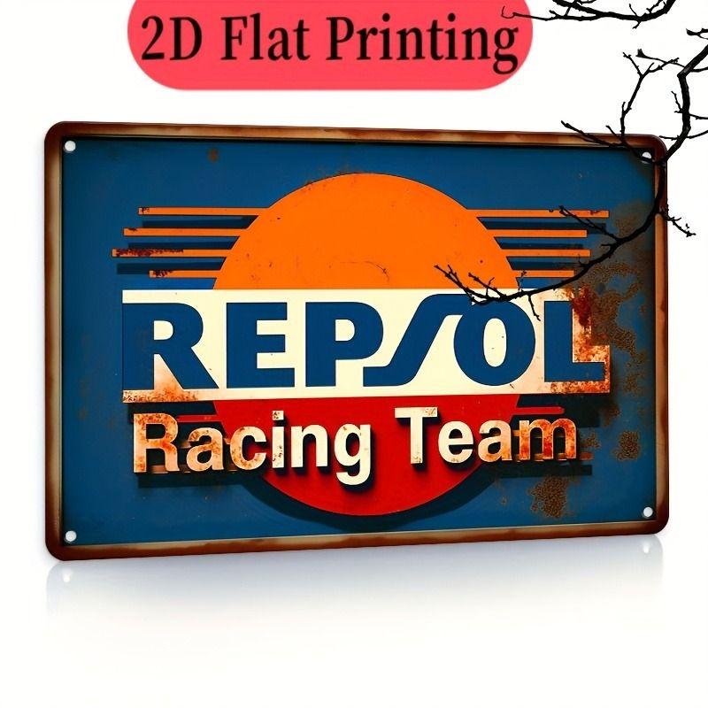 Racing Car Retro Style Metal Decorative Painting for Garage Room Decor