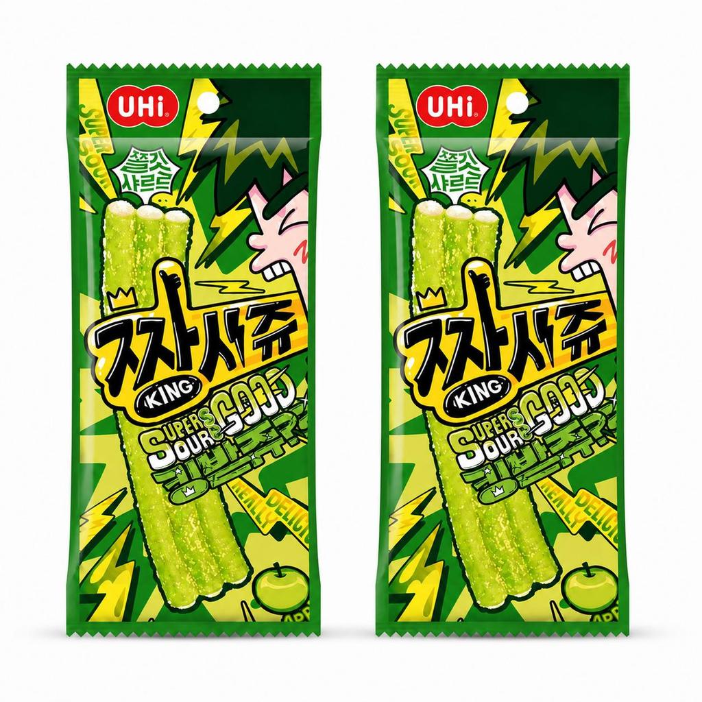 YEM Green Apple Sour Strip Gummy Candy 40g