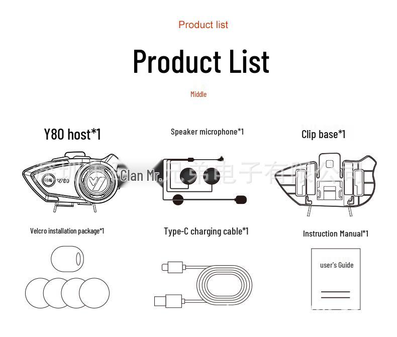 Y80 Wireless Bluetooth Helmet Headset