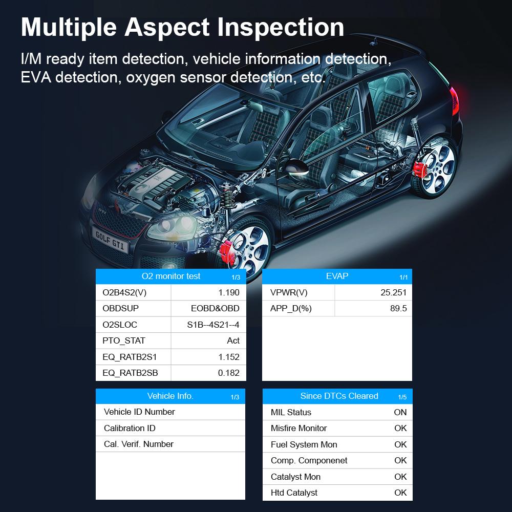 V321 OBD2 Code Reader Diagnostic Tools OBD II Scanner Check Engine System Fault Code Clear O2 Sensor Car Battery Tester 12V