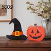 Autumn Home Accents Halloween Table Sign, Wooden Pumpkin Ghost Bat Block Rustic Tiered Tray Decor Ornament for Tabletop Office Indoor Retro