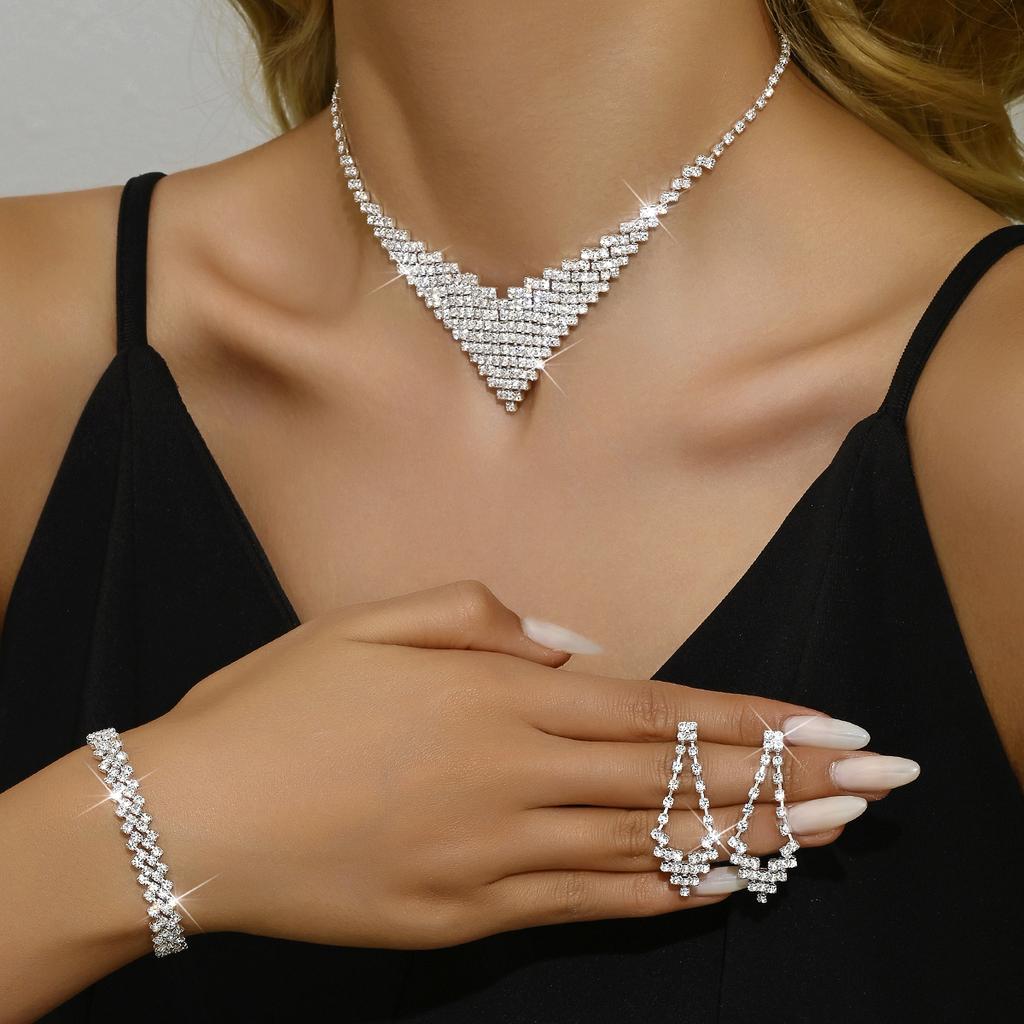 4 Pieces of Women's Temperament Claw Chain Series Cone-shaped Necklace, Earring Bracelet Set, Wedding Banquet Party, Holiday Gif