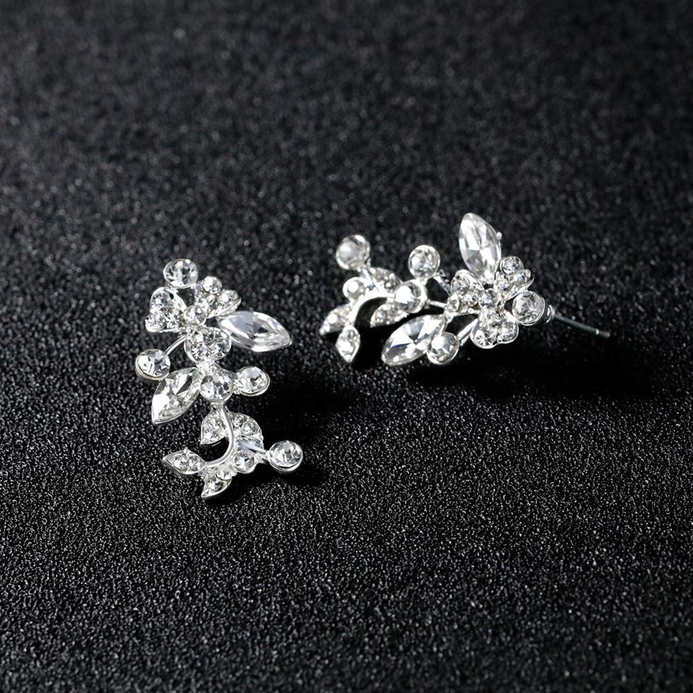 Women Bridal All-matching Jewelry Set Fashionable Diamond Alloy Necklace + Earring Set