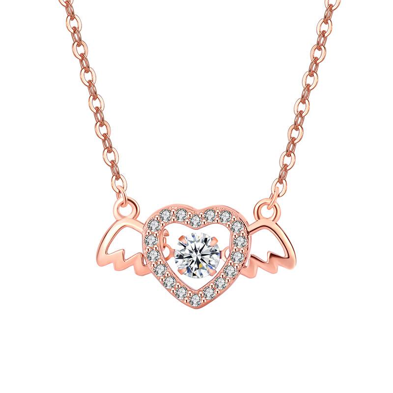 Angel Wings Agile Necklace Women's Trendy Love Heart Beating Heart Clavicle Chain