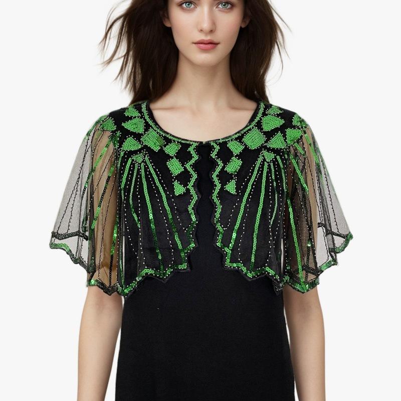 Vintage paljettkappa aftonklänning: Stickad kofta sjal för kvinnor