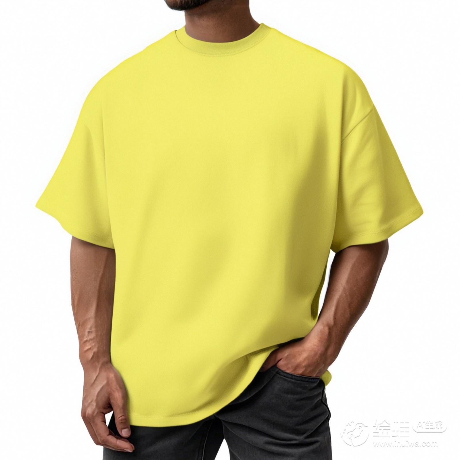 

Мужская летняя однотонная футболка с круглым вырезом из хлопка с ледяным эффектом, спортивная повседневная свободная футболка с коротким рукавом и защитой от солнца XL жёлтый