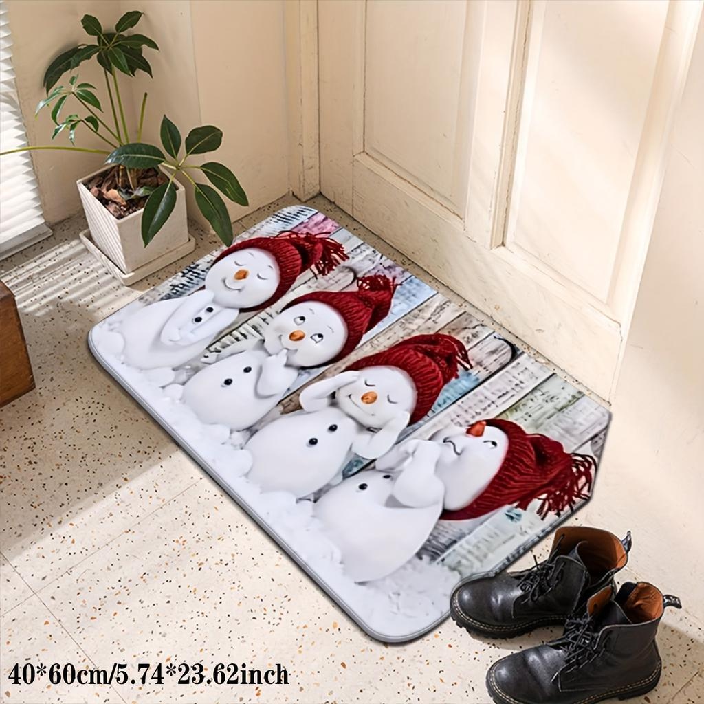 1pcs,40*60cm/15.7*23.6inch,Christmas Decoration,Christmas Gift,Cozy,Christmas Snowman Doormat,Non-slip,Absorbent and Stain Resistant