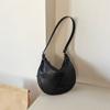 Niche Plant Tanned Soft Sheepskin Saddle Bag Minimalist Style Half Round Shoulder Bag Women's Vintage Genuine Leather Crossbody Bag