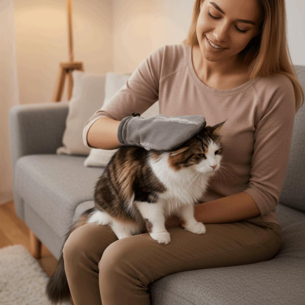 Soft Pet Hair Removal Glove Double-sided Cat Cleaning Brush Pet Detangling Mittens  Massage