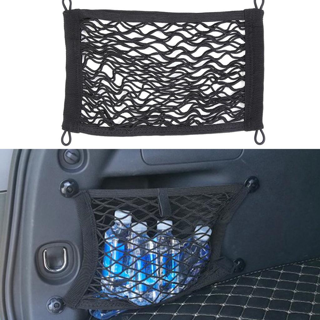 Bil Bagageutrymme Sida Last Bagage Elastiskt Förvaringsnät Meshficka Organizer