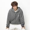 Cardigan a righe con cappuccio ricamato da uomo, felpa casual larga, capo esterno
