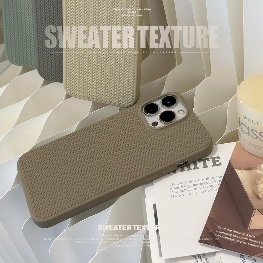Skin Texture Woven Pattern for Iphone15 for Apple 16 Mobile Phone Case 14pro High-end 11 Retro X Solid Color 13 Soft