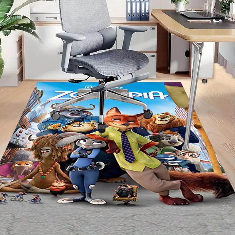 1pc Zootopia Walt Disney Home Office, Durable Polyester Floor Mat with Easy, Office Decor, Urban Style, Nonslip Backing, Highquality Fabric