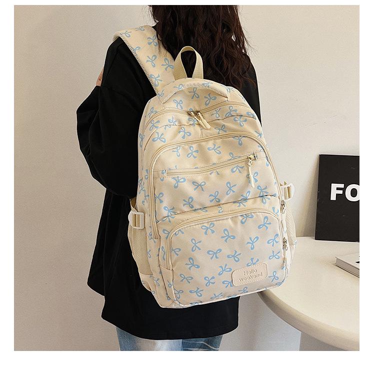 Mädchenhafter Blumen-Schleifen-Rucksack-Set - Schulrucksack im koreanischen Stil für Schüler