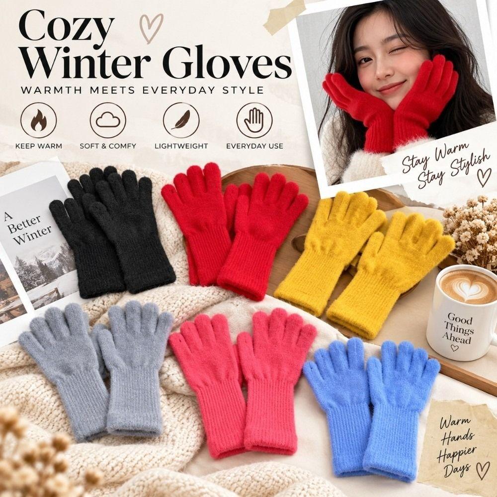 1 Pair Warm Insulation Knitted Glove Touchscreen Winter Glove Durable Warm Handwear Outdoor