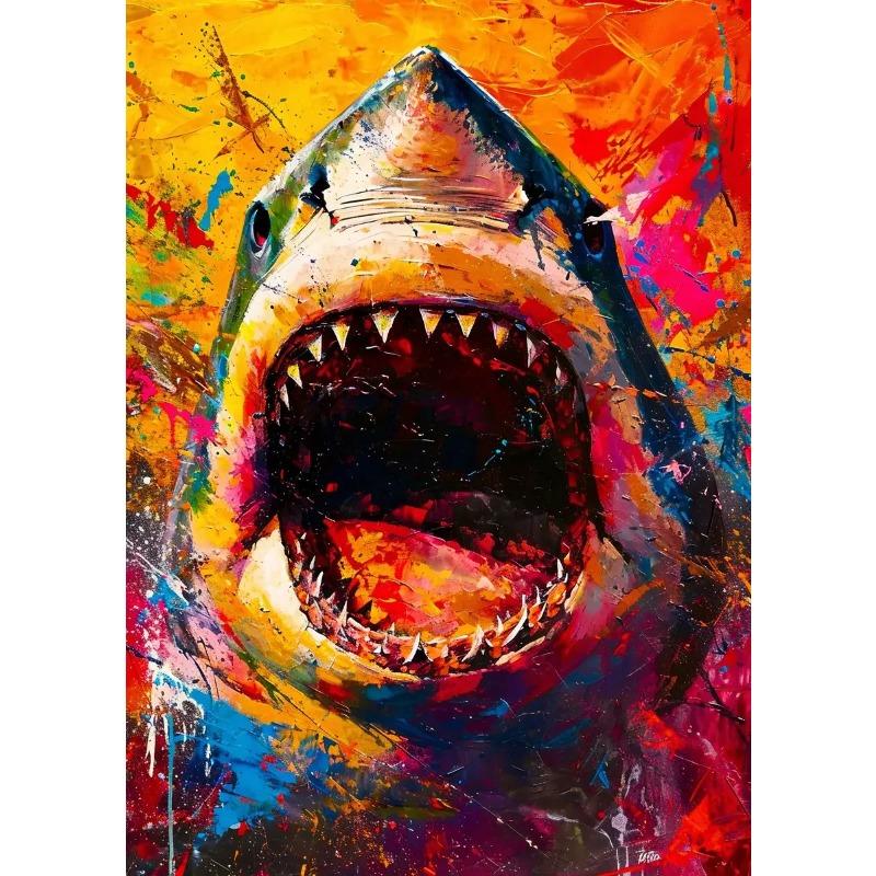 Abstrakter Graffiti Löwe Adler Wolf Tiger Buntes Tier Poster Druck Leinwandbild Wandkunst Bild für Wohnzimmer Heimdekoration