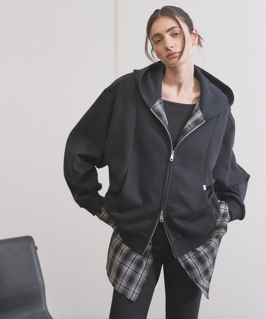 Generalidea Unisex Shirt Layered Zip-Up Hoodie [Black] / Gf1Ujp004