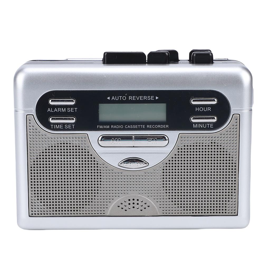 Cassette Player AM FM Radio Retro Cassette Tape Player Recorder with Digital Clock Timer Built In Mic Speaker Battery Operated Or   Powered