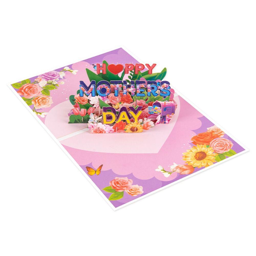 Beautiful Mother's Day Cards Flowers Design Writable Card Holiday Greeting Card Thank-You Blessing 3D Pop-Up Design