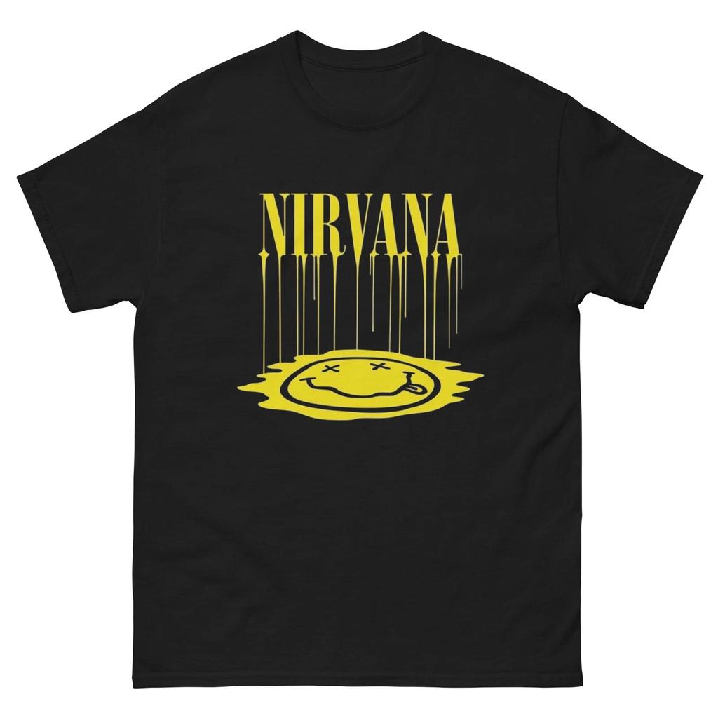 Nirvana Smiley Drip Shirt Vintage Grunge Tee Y2K Rock Graphic Distressed