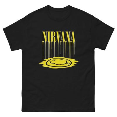 Nirvana Smiley Drip Shirt Vintage Grunge Tee Y2K Rock Graphic Distressed