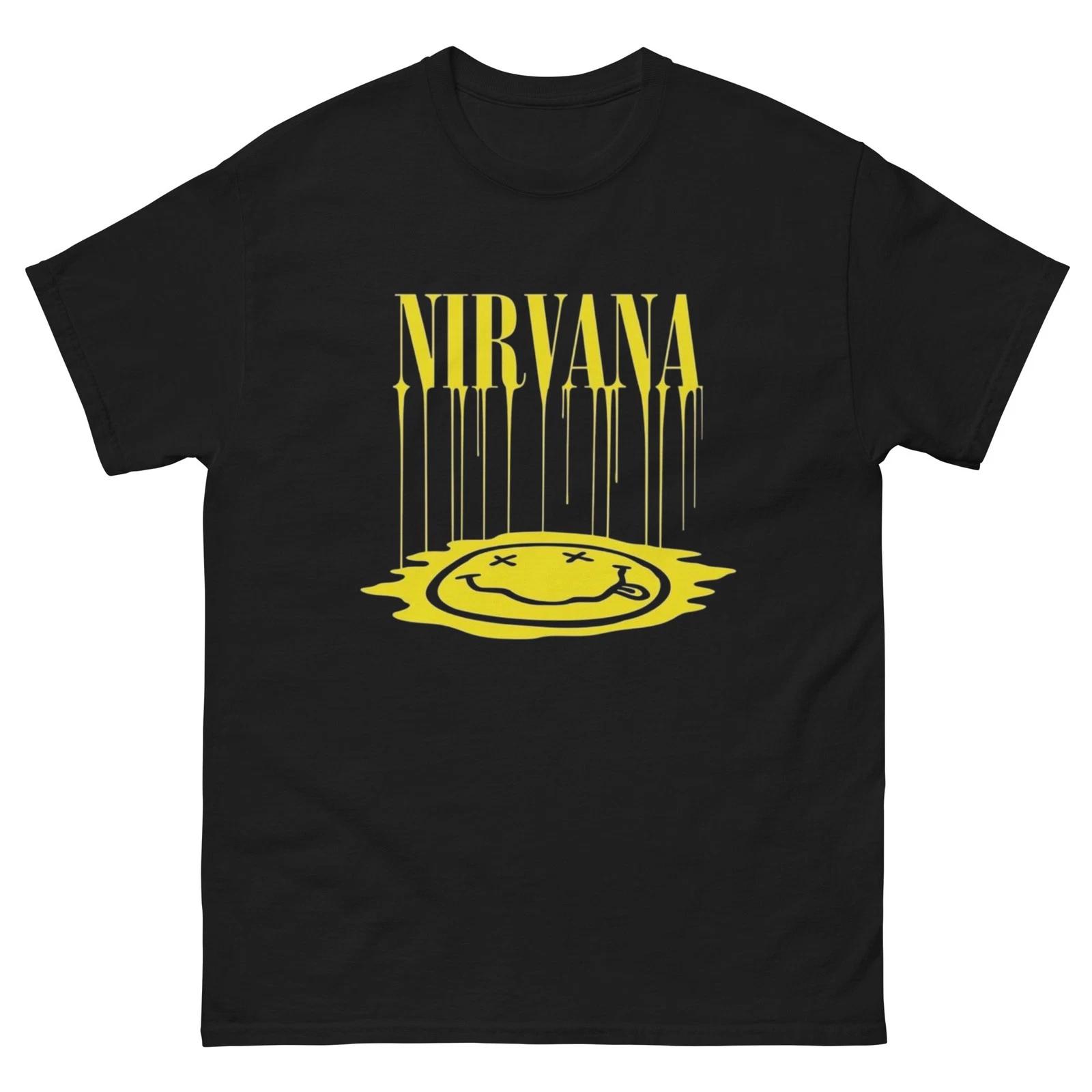 Футболка Nirvana Smiley Drip Винтажная гранж-футболка Y2K Рок-графика Потертая M