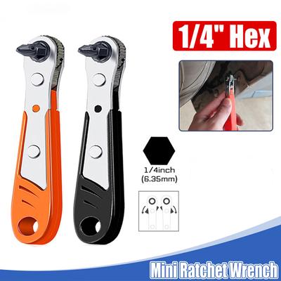 Mini Ratchet Wrench Hex 1 / 4inch Adjustable Mini Quick Release Socket Handle Repair Screwdriver Wrench for Car Dismantling Tool