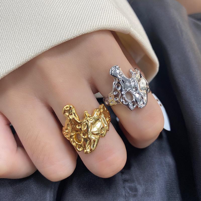 Trendy Geometric Lava Ring: Women's Fashion Influencer Style Index Finger Accessory