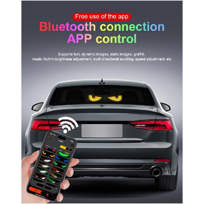 2PCS Devil Eyes Light For Windshield LED Eyes Dual Screen Sync App/Remote Control Custom Text LED Light Sign for Car Truck SUV
