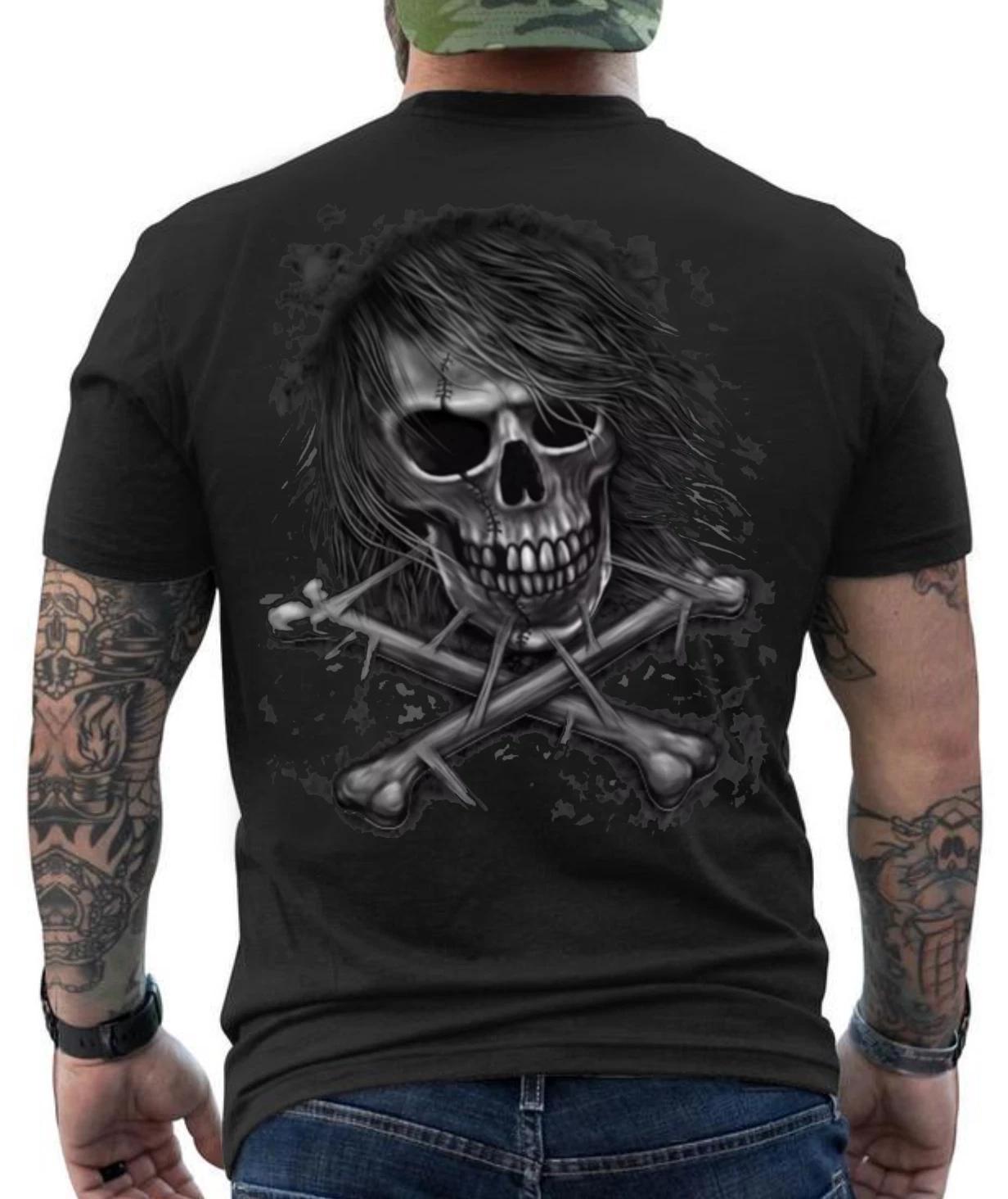 Harry Skull Biker Skull And Crossbones Graphic Design Skull Shirt L