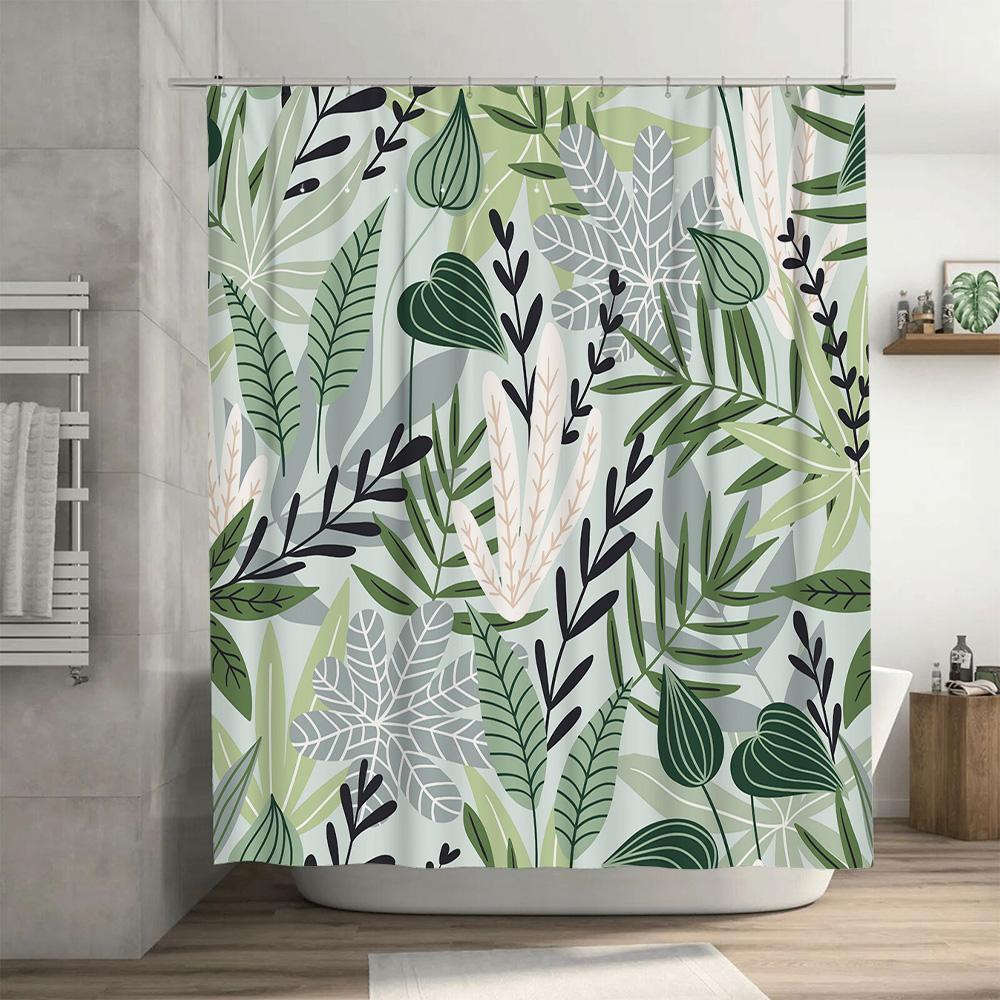 Colorful Floral Bath Curtain Printed Shower Curtain Decorative for Bathroom Home Decoration Set with Hooks (Red Purple Orange Ye