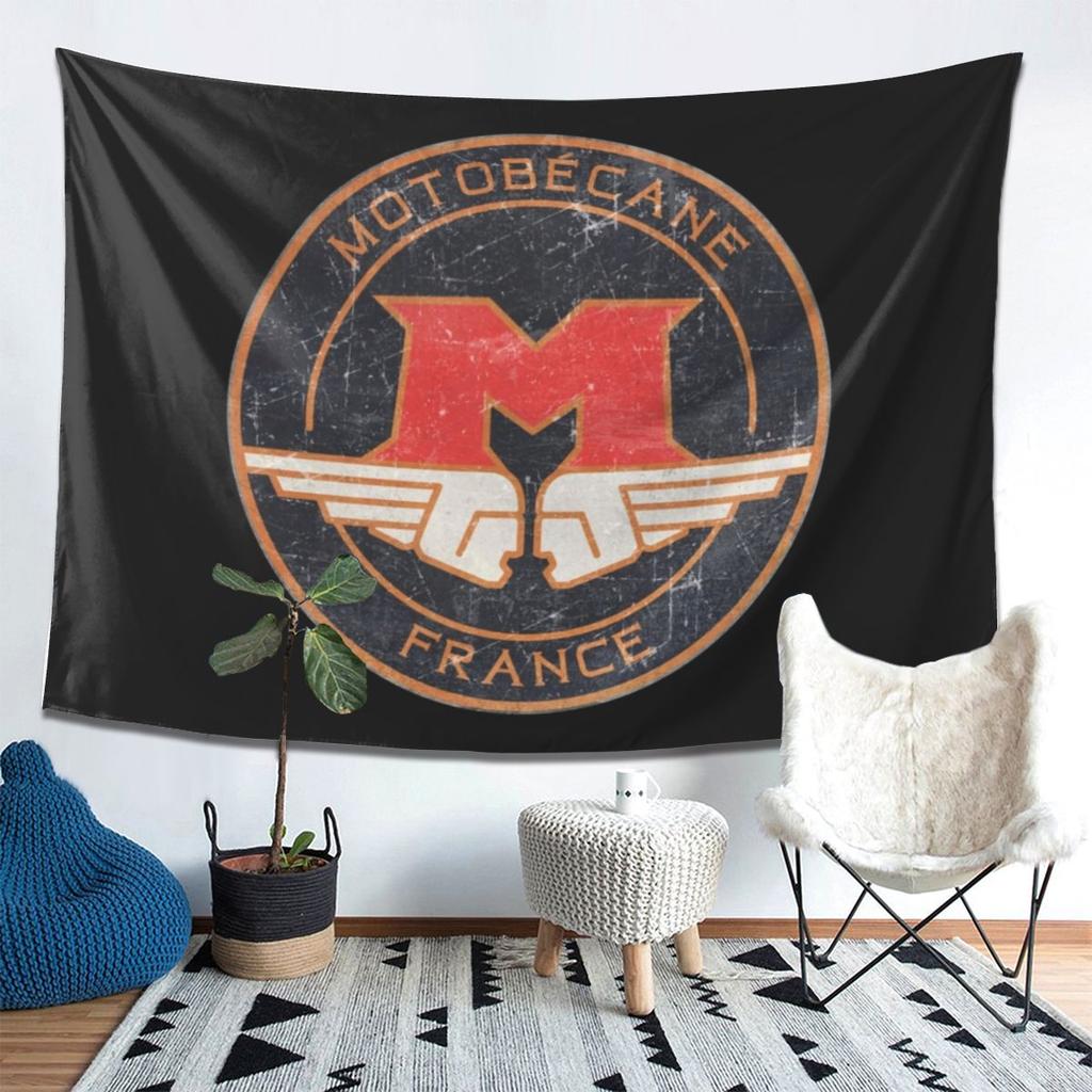 MOTOBECANE  Retro Badge Tapestry Decor Art Aesthetic Tapestries for Living Room Bedroom Home Wall Cloth Wall Hanging