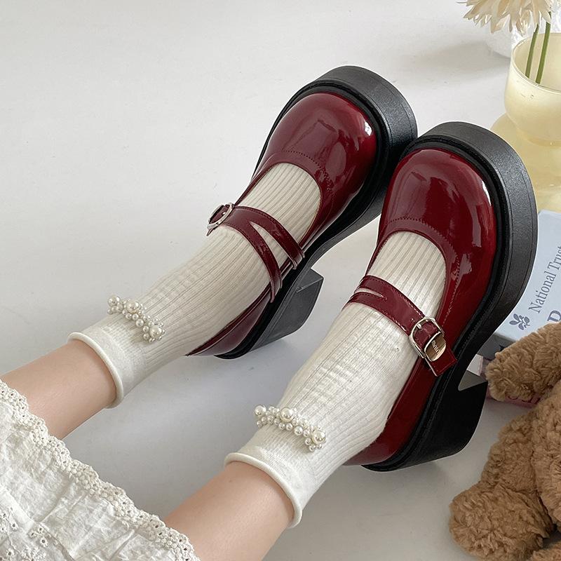 Fashion temperament French retro platform thick heel small leather shoes women's 2025 new spring and autumn high heel Mary Jane single shoes