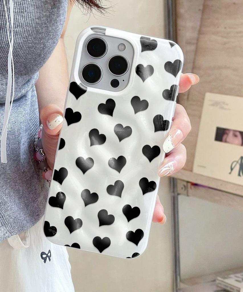 Polka Dot Heart Case For IPhone 17 Air 16 15 14 13 12 11 Pro Max Cover Case For IPhone 16 15 14 Plus Case Funda Coque