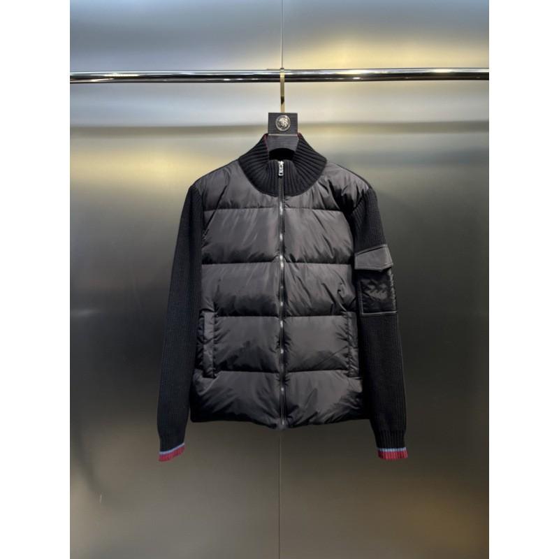Mens Knit Panel Down Jacket 2026 Fall Winter Warm Puffer Coat With Multiple Pockets Streetwear Style