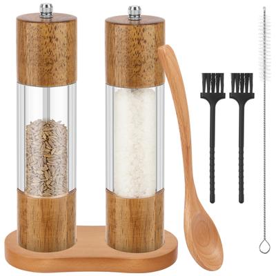 Wooden Salt and Pepper Grinder Set Multiple Manual Spice Grinder Adjustable Coarseness Kitchen Refillable Salt and Pepper Mills